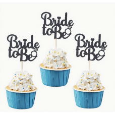 Hens Night Cupcake Toppers 12pack - BRIDE TO BE BLACK